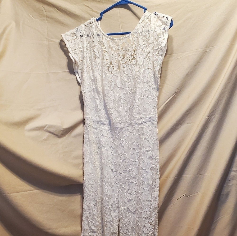Donna Rico White Lace Jumpsuit SZ 8